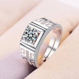Unisex Tibetan Silver Round Cubic Zircon Opening Ring
