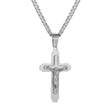 Cross Jesus Pendant Stainless Steel Necklace