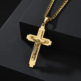 Cross Jesus Pendant Stainless Steel Necklace