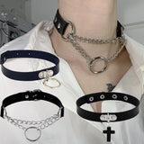 Unisex Gothic Choker Necklaces Women Girls Rivet Leather Necklace