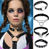Unisex Gothic Choker Necklaces Women Girls Rivet Leather Necklace