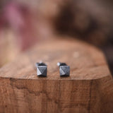 Gothic Punk 925 Silver Stud Earrings Rivet Shape Hip-hop Jewelry