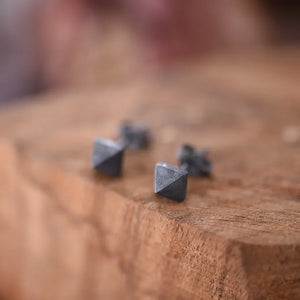 Gothic Punk 925 Silver Stud Earrings Rivet Shape Hip-hop Jewelry