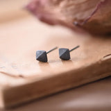 Gothic Punk 925 Silver Stud Earrings Rivet Shape Hip-hop Jewelry