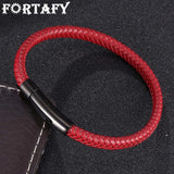 Braided Leather Bracelet Stainless Steel Buckle Wristband