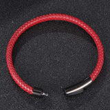 Braided Leather Bracelet Stainless Steel Buckle Wristband