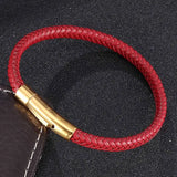 Braided Leather Bracelet Stainless Steel Buckle Wristband