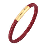 Braided Leather Bracelet Stainless Steel Buckle Wristband