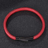 Braided Leather Bracelet Stainless Steel Buckle Wristband