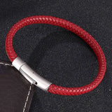 Braided Leather Bracelet Stainless Steel Buckle Wristband