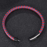 Unisex Leather Braided Bracelet Stainless Steel Buckle FR0455