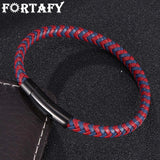 Unisex Leather Braided Bracelet Stainless Steel Buckle FR0455