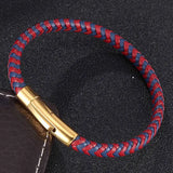 Unisex Leather Braided Bracelet Stainless Steel Buckle FR0455