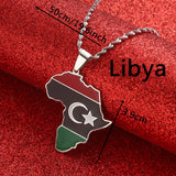 Unisex Libya Map Flag Pendant Necklace For Women Men