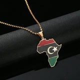 Unisex Libya Map Flag Pendant Necklace For Women Men