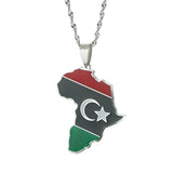 Unisex Libya Map Flag Pendant Necklace For Women Men