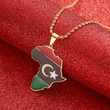 Unisex Libya Map Flag Pendant Necklace For Women Men