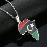 Unisex Libya Map Flag Pendant Necklace For Women Men