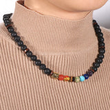Yoga Chakra Necklace Natural Stone Beads Short Necklaces