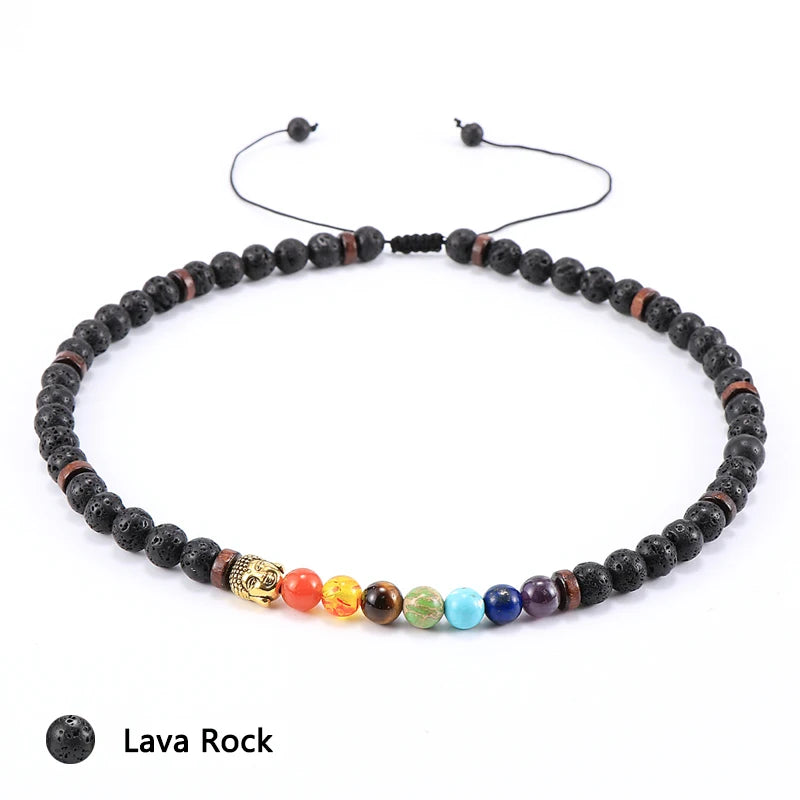 Yoga Chakra Necklace Natural Stone Beads Short Necklaces