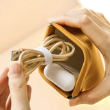 Unisex PU Leather Earphone Bag USB Cable Organizer Holder