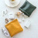 Unisex PU Leather Earphone Bag USB Cable Organizer Holder