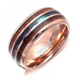 Unisex Abalone Shell & Koa Wood Tungsten Ring