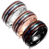 Unisex Abalone Shell & Koa Wood Tungsten Ring
