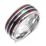 Unisex Abalone Shell & Koa Wood Tungsten Ring