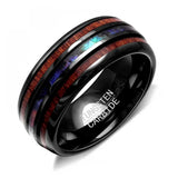 Unisex Abalone Shell & Koa Wood Tungsten Ring