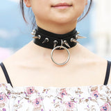 Unisex Punk Gothic PU Leather Choker Necklace with Rivets