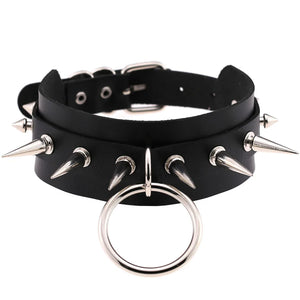 Unisex Punk Gothic PU Leather Choker Necklace with Rivets