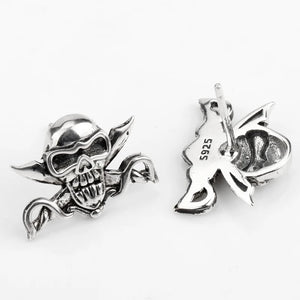 Unisex Punk Skull Earrings 925 Silver Bat Pirates Stud Street Jewelry