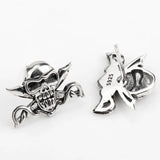 Unisex Punk Skull Earrings 925 Silver Bat Pirates Stud Street Jewelry