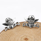 Unisex Punk Skull Earrings 925 Silver Bat Pirates Stud Street Jewelry