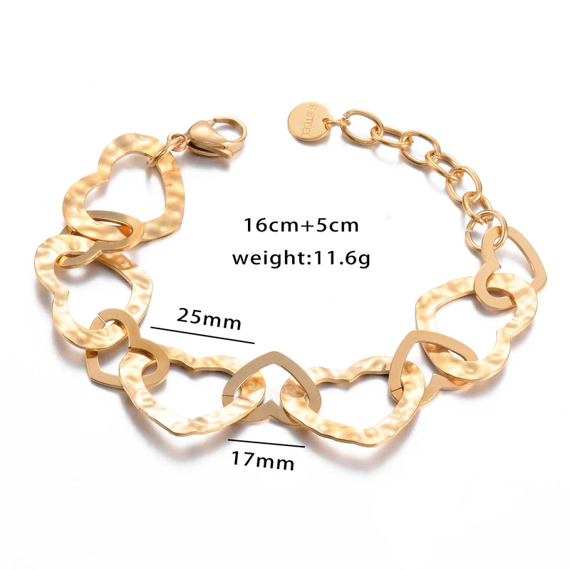 18k Plated Geometric Chain Charm Bracelet Bangle