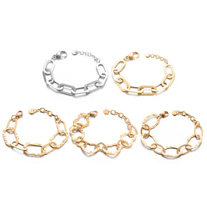 18k Plated Geometric Chain Charm Bracelet Bangle