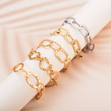 18k Plated Geometric Chain Charm Bracelet Bangle