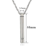 Unisex Stainless Steel Crystal Memorial Urn Pendant Cremation Necklace