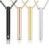 Unisex Stainless Steel Crystal Memorial Urn Pendant Cremation Necklace
