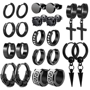 Unisex Stainless Steel Stud Earrings Punk Gothic Hiphop Hoop Circle Earring