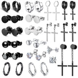 Unisex Stainless Steel Stud Earrings Punk Gothic Hiphop Hoop Circle Earring