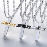 Unisex Stainless Steel Cross Pendant Necklace Black/Silver/Gold IN03