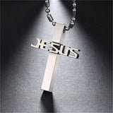 Unisex Stainless Steel Cross Pendant Necklace Black/Silver/Gold IN03