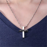 Unisex Stainless Steel Cross Pendant Necklace Black/Silver/Gold IN03
