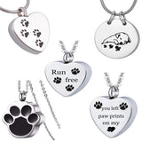 Stainless Steel Paw Print Cremation Jewelry Ashes Holder Pet Memorial Urn