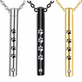 Stainless Steel Paw Print Cremation Jewelry Ashes Holder Pet Memorial Urn