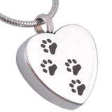 Stainless Steel Paw Print Cremation Jewelry Ashes Holder Pet Memorial Urn
