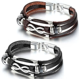 Unisex Leather Wrap Bracelet Vintage Infinity Cuff / Brown Colors