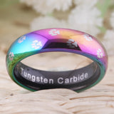 Dog Paw Tungsten Carbide Band Ring Unisex Men Women Anniversary Gift